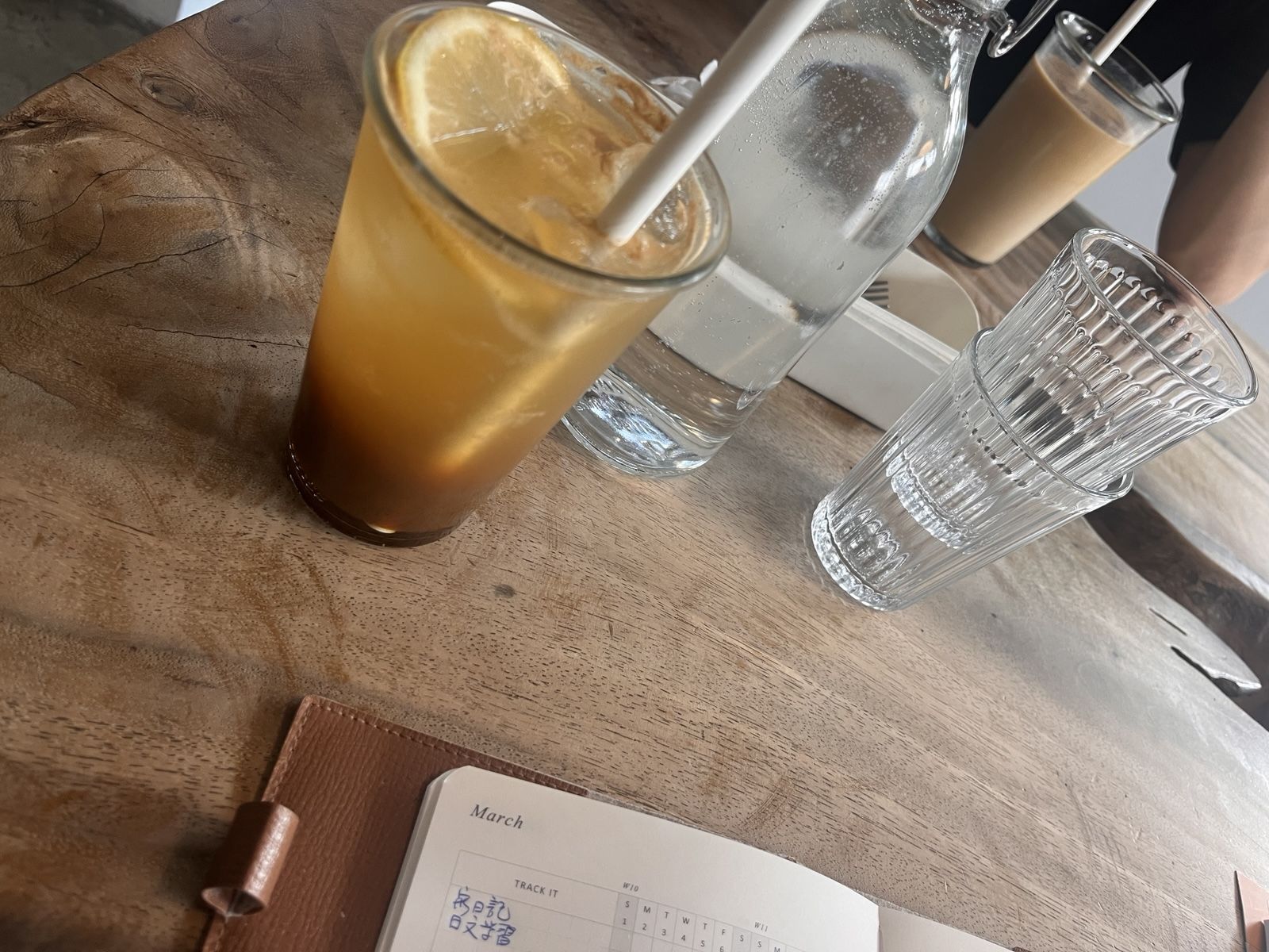 在咖啡廳整理我的日誌本